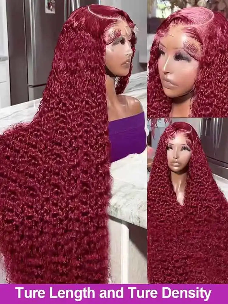 Perruque Lace Front 13x4 Deep Wave Cheveux Humains Brésiliens Bordeaux & Highlight – CLEVI Paris