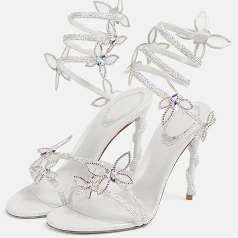 Escarpins Femme Talon Aiguille Cristal Bride Cheville Style Sexy – CLEVI Paris