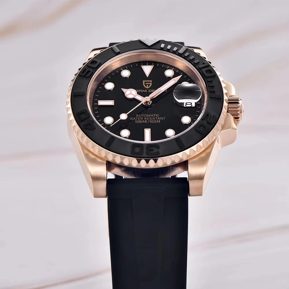 Montre Automatique Homme Pagani Design PD-1651 Or Rose Diver Saphir 100m – CLEVI Paris