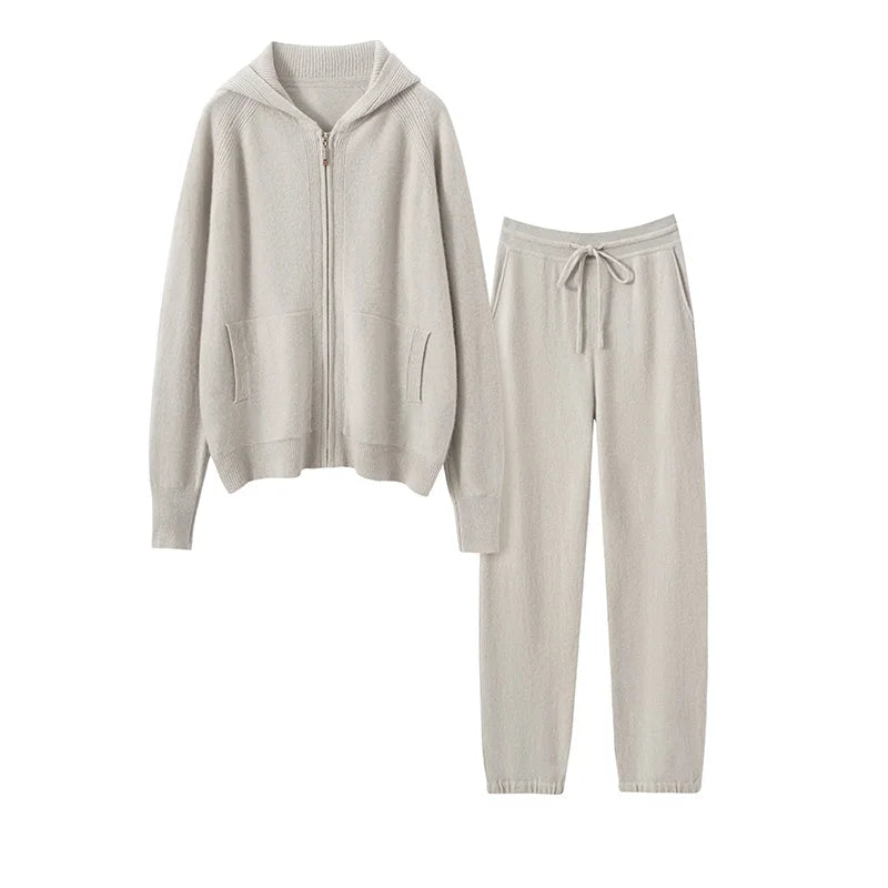 Ensemble cachemire femme, cardigan zippé – CLEVI Paris