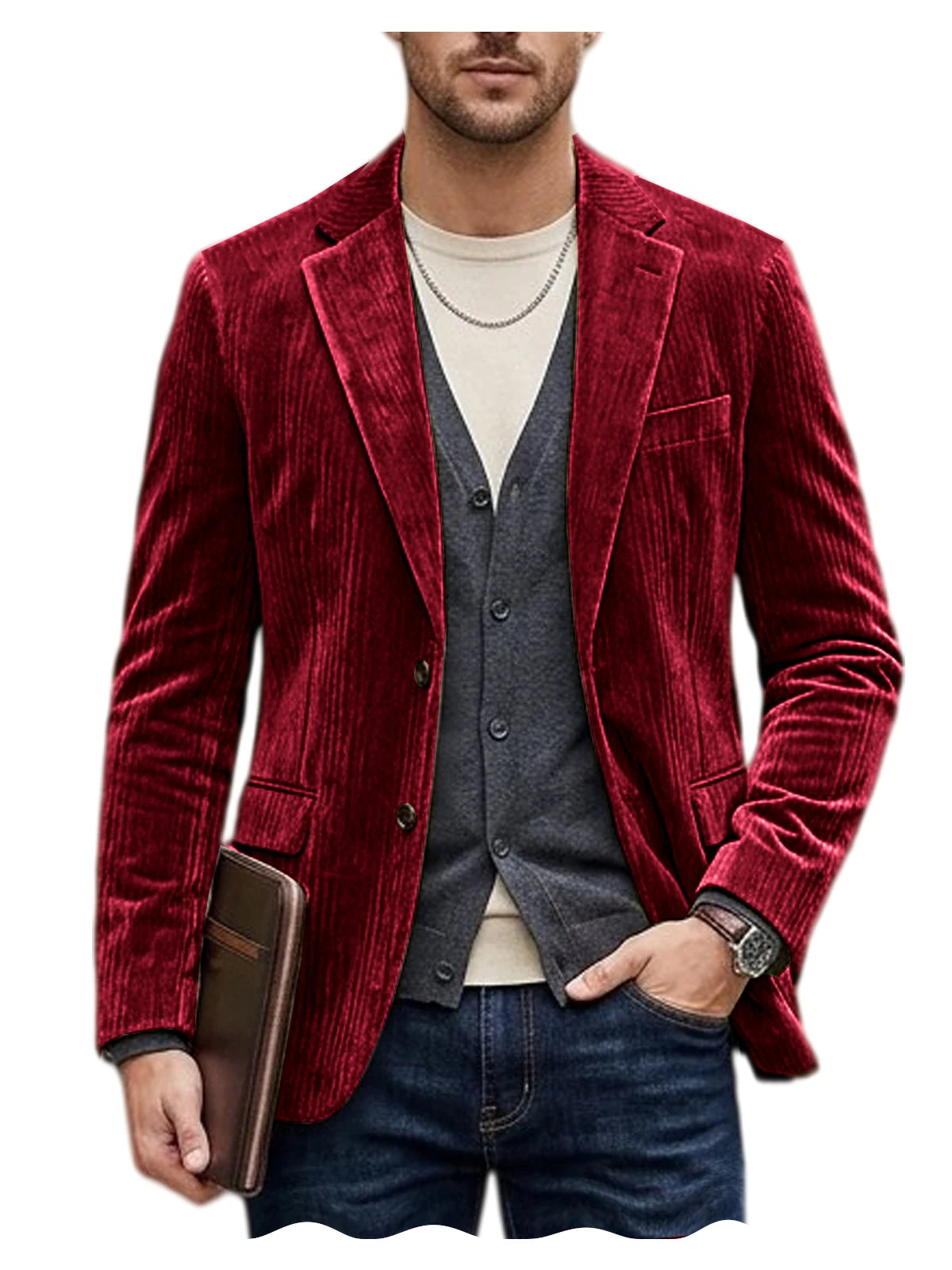 Blazer homme en velours côtelé, coupe ajustée – CLEVI Paris