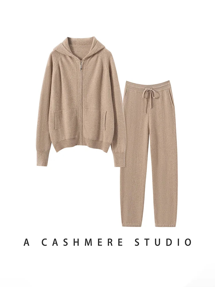 Ensemble cachemire femme, cardigan zippé – CLEVI Paris