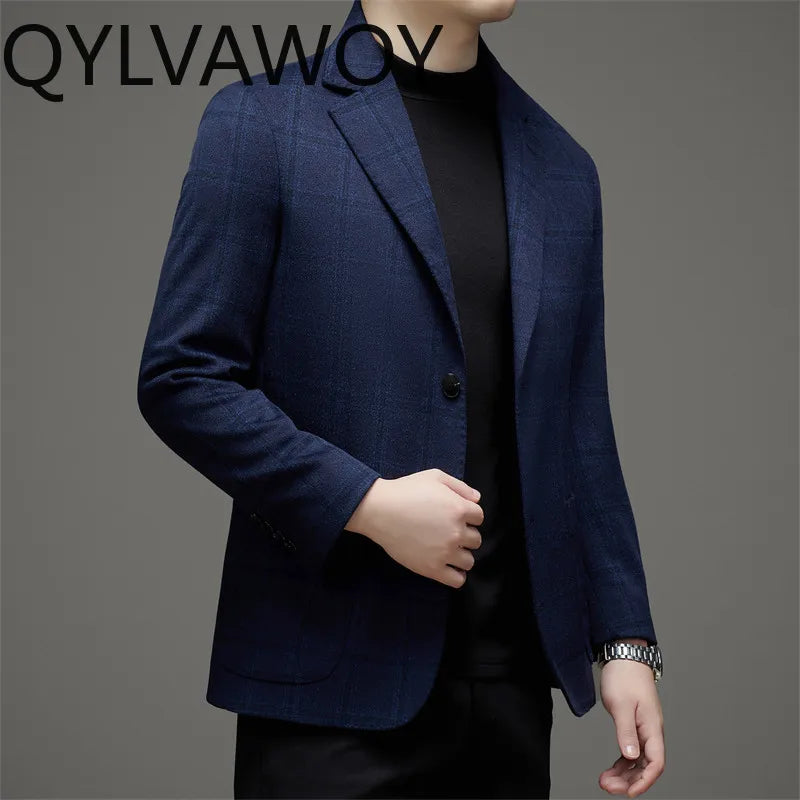 Blazer homme bleu laine, soie et cachemire – CLEVI Paris
