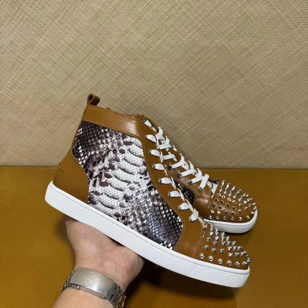 Sneakers Hautes Cuir Rivets Luxe Homme – CLEVI Paris