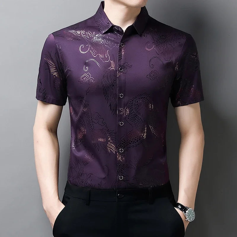 Chemise Homme Imprimée à Manches Courtes – CLEVI Paris