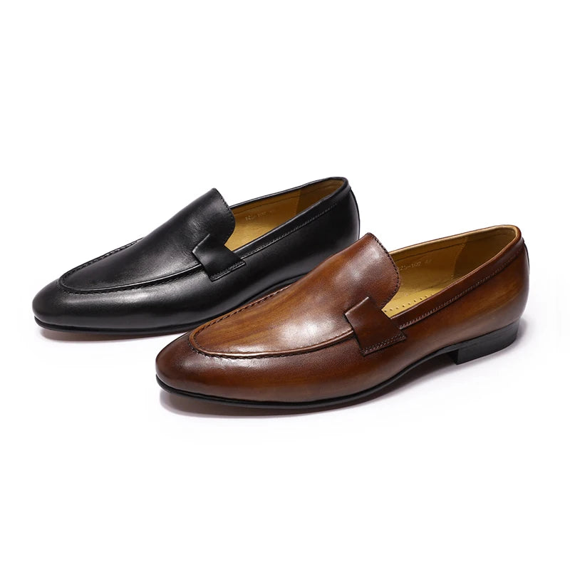 Loafer Cuir Véritable Homme Peint à la Main Slip-On Mariage & Business – CLEVI Paris