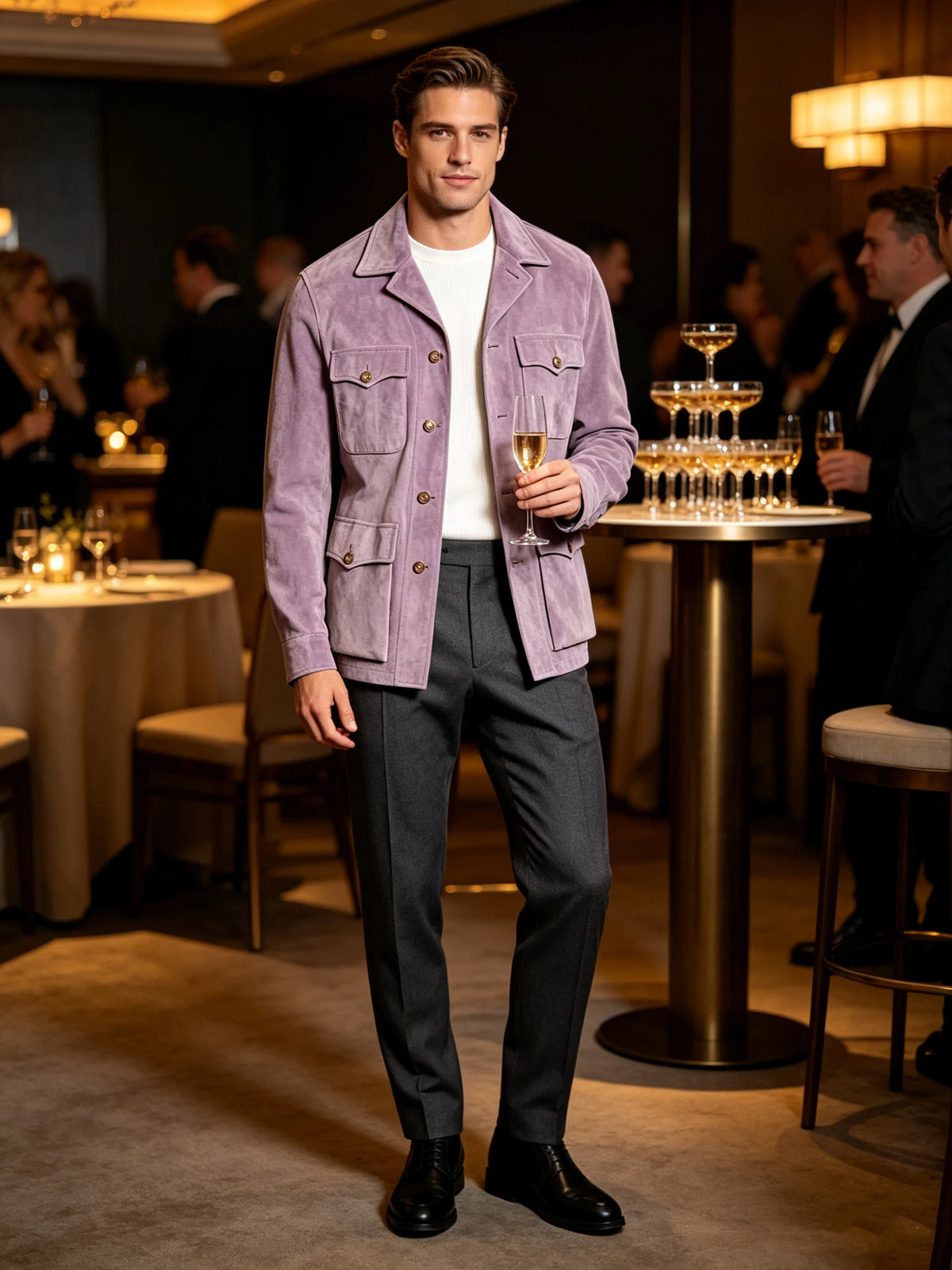 Veste safari homme en imitation daim – CLEVI Paris
