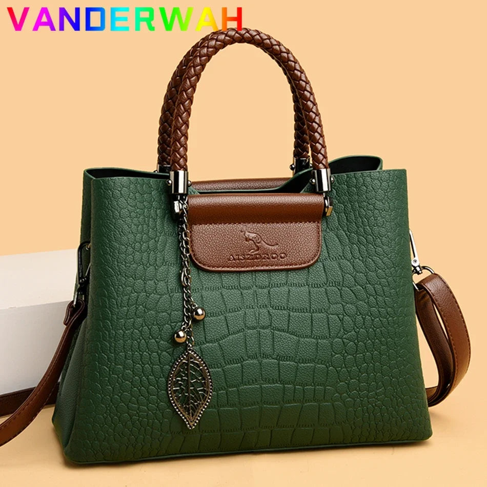 Sac Bandoulière Cuir Motif Croco Femme 3 Poches – CLEVI Paris