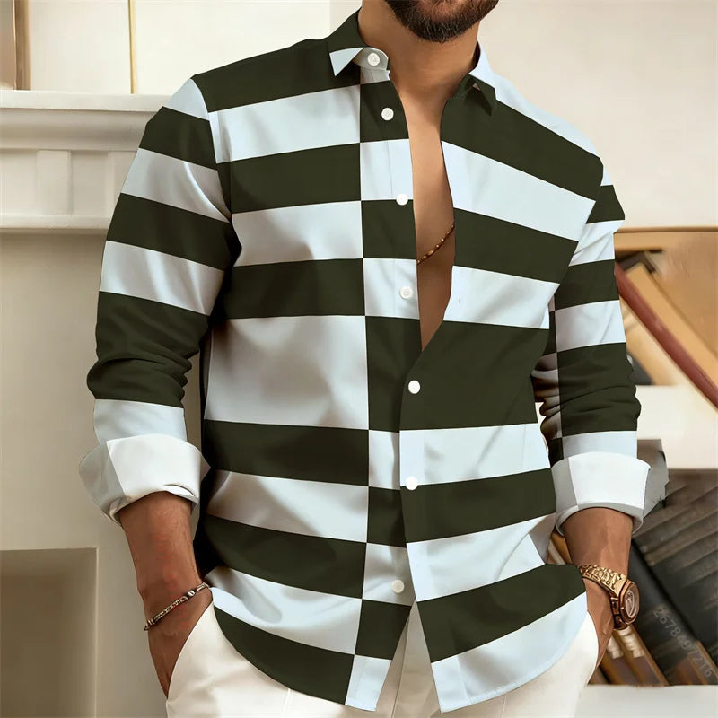 Chemise homme à rayures géométriques – CLEVI Paris