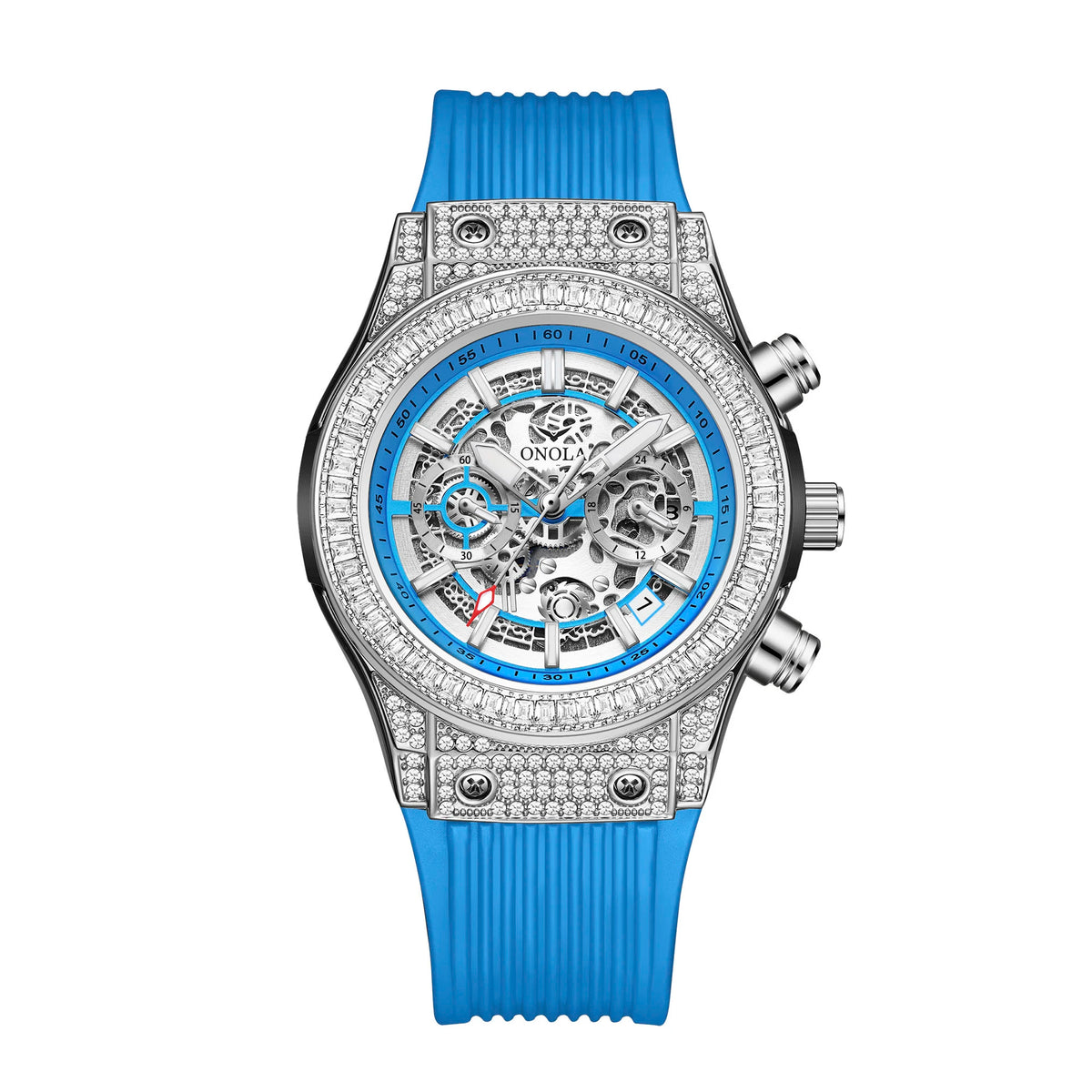 Montre Quartz Tonneau Cadran Creux ONOLA Homme Silicone – CLEVI Paris