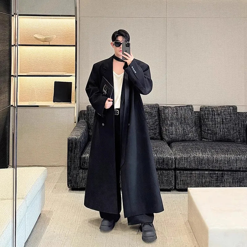 Trench extra-long noir homme – CLEVI Paris