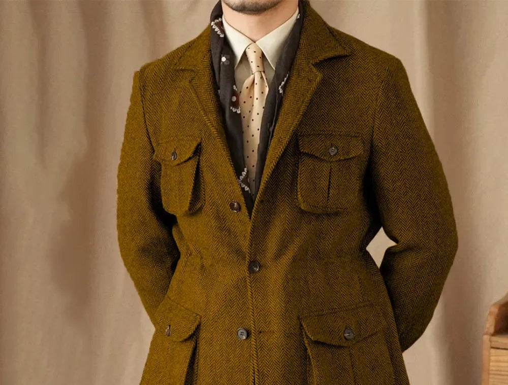 Blazer homme tweed à chevrons – CLEVI Paris