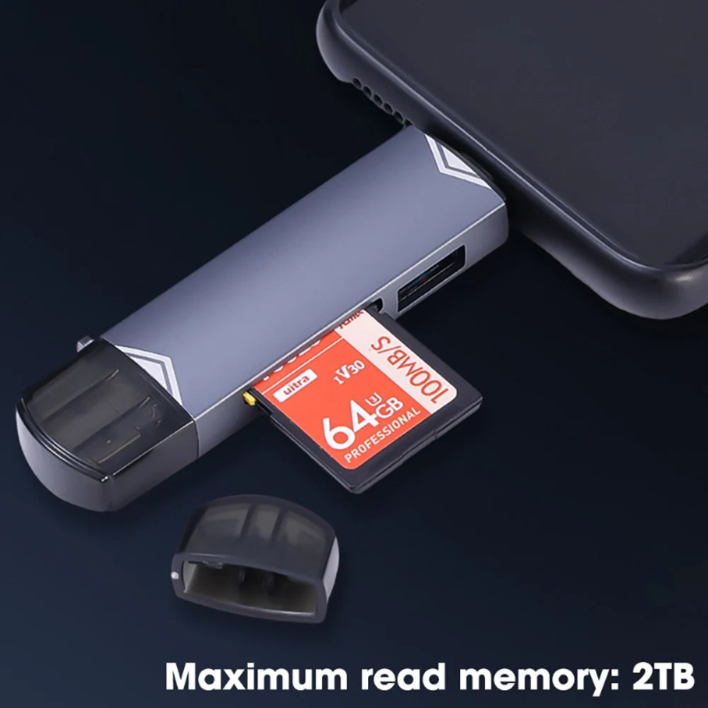 Lecteur SD/TF 6-en-1 USB-C/USB-A/Micro USB 5 Gbps – CLEVI Paris