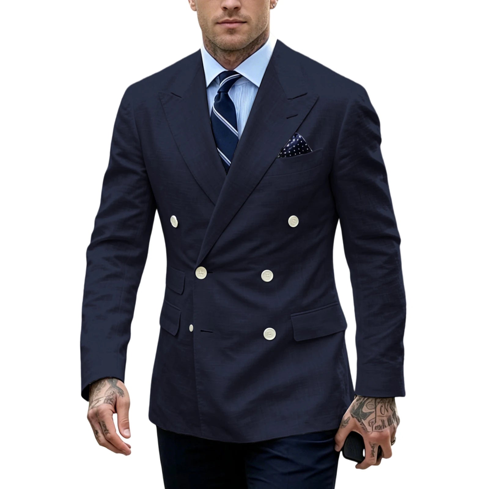 Blazer Homme Double Boutonnage Slim Fit Lin – CLEVI Paris