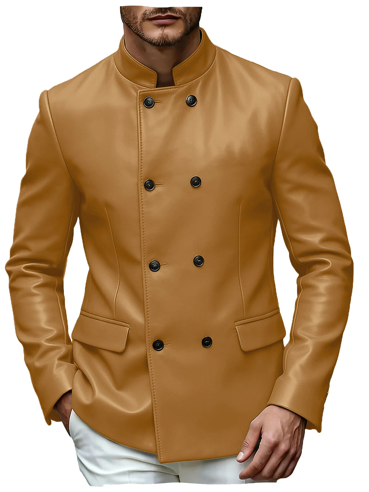 Blazer homme en similicuir, col montant – CLEVI Paris