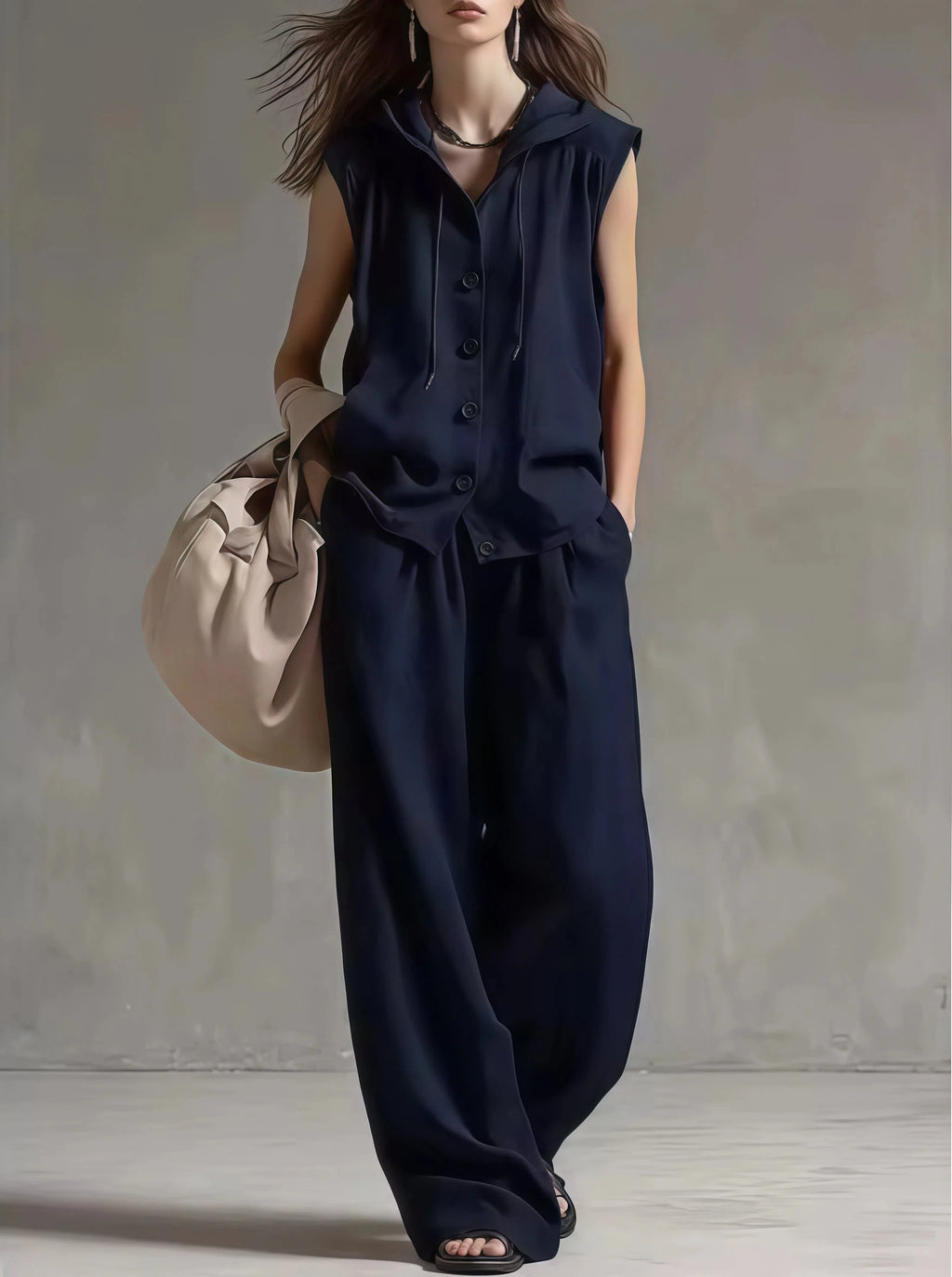 Ensemble femme haut à capuche et pantalon large – CLEVI Paris