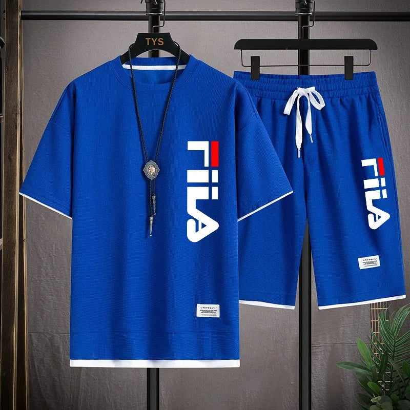 Ensemble 2 Pièces Homme T-shirt + Short Waffle Été 2026 – Respirant, Coupe Loose, 6 Coloris – CLEVI Paris