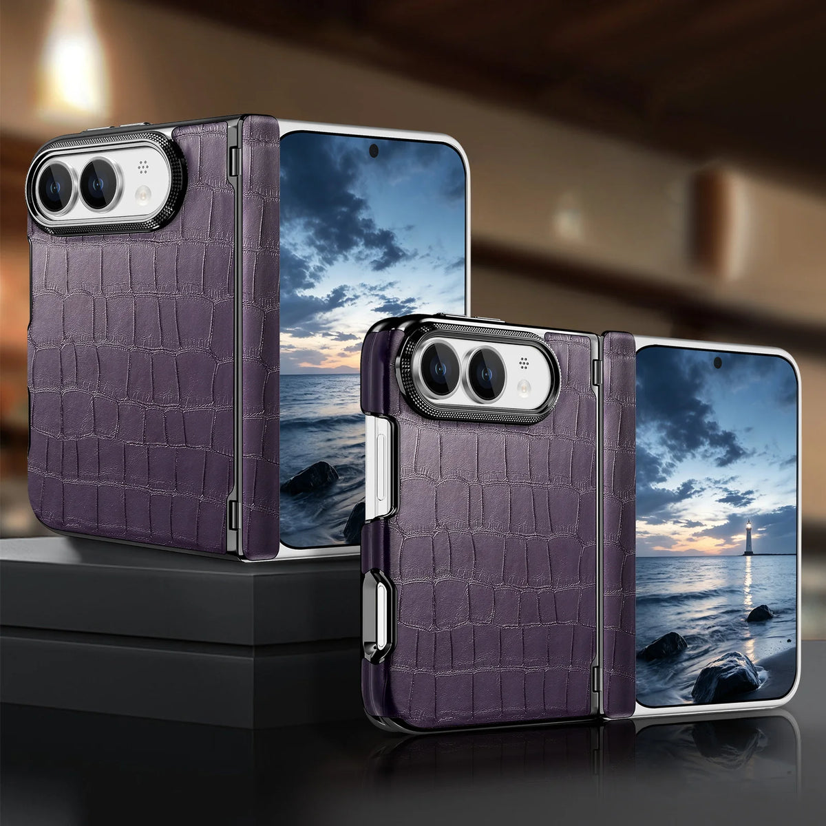 Coque iPhone Duo motif crocodile en simili – CLEVI Paris