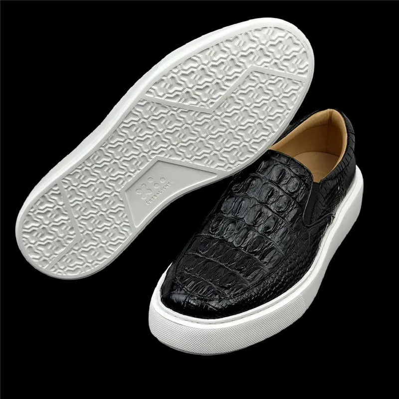Mocassins homme noirs en peau de crocodile – CLEVI Paris