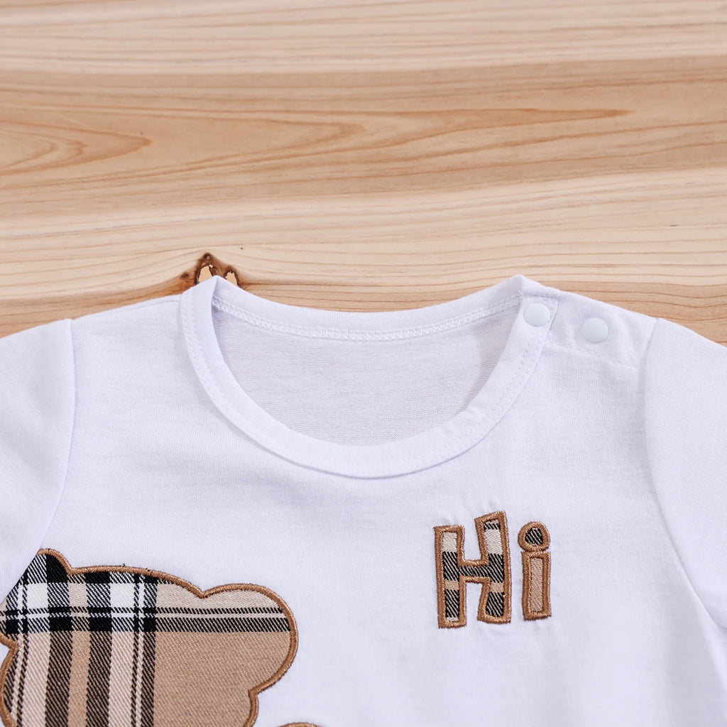 Ensemble bébé ours T-shirt et short à carreaux – CLEVI Paris