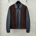 Blouson homme en cuir bicolore marron et gris – CLEVI Paris