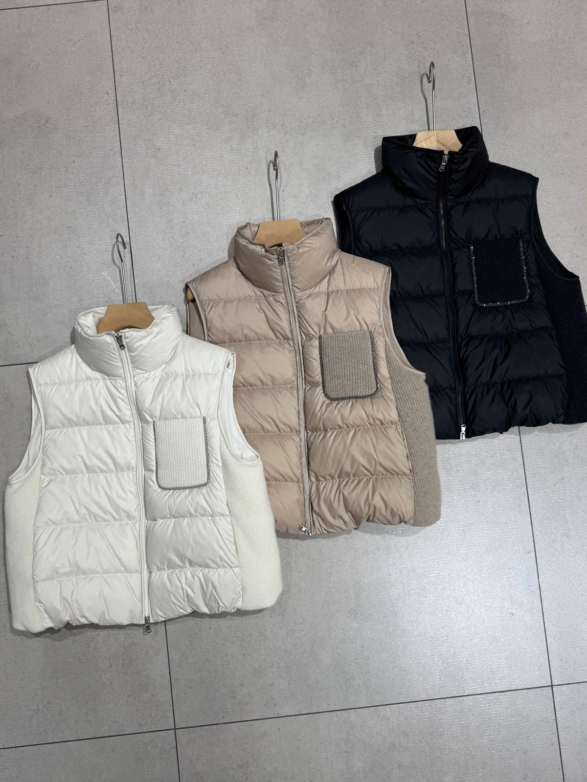 Gilet femme PXBX en cachemire mélangé et duvet – CLEVI Paris