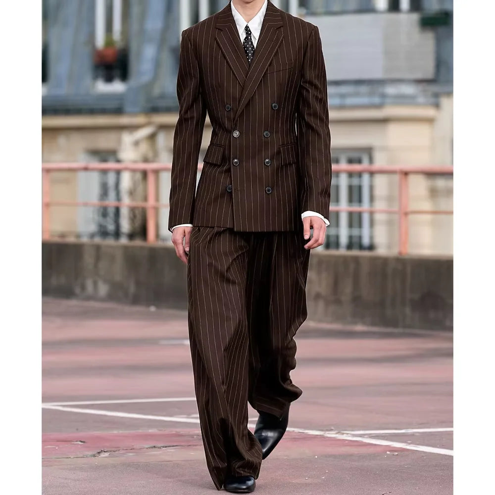 Costume rayé croisé 2 pièces homme – CLEVI Paris