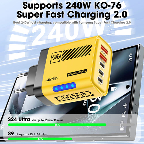Chargeur GaN 5 Ports 240W USB-C PD Charge Rapide – CLEVI Paris