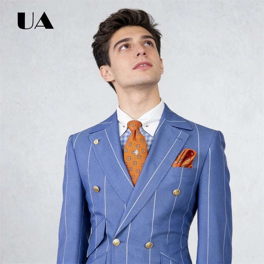 Costume Homme Bleu à Carreaux 2 Pièces – CLEVI