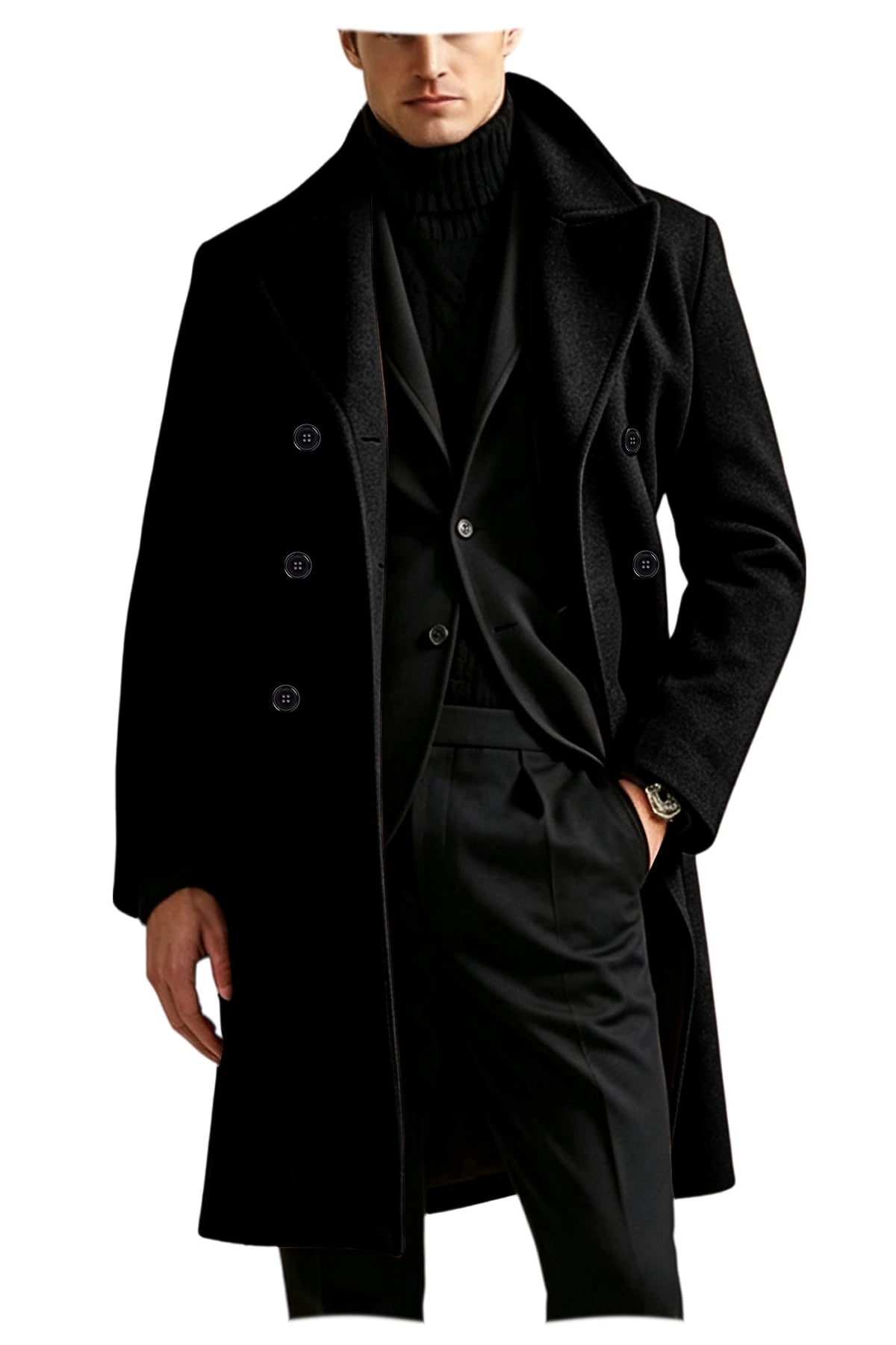 Manteau long homme laine mélangée croisé – CLEVI Paris