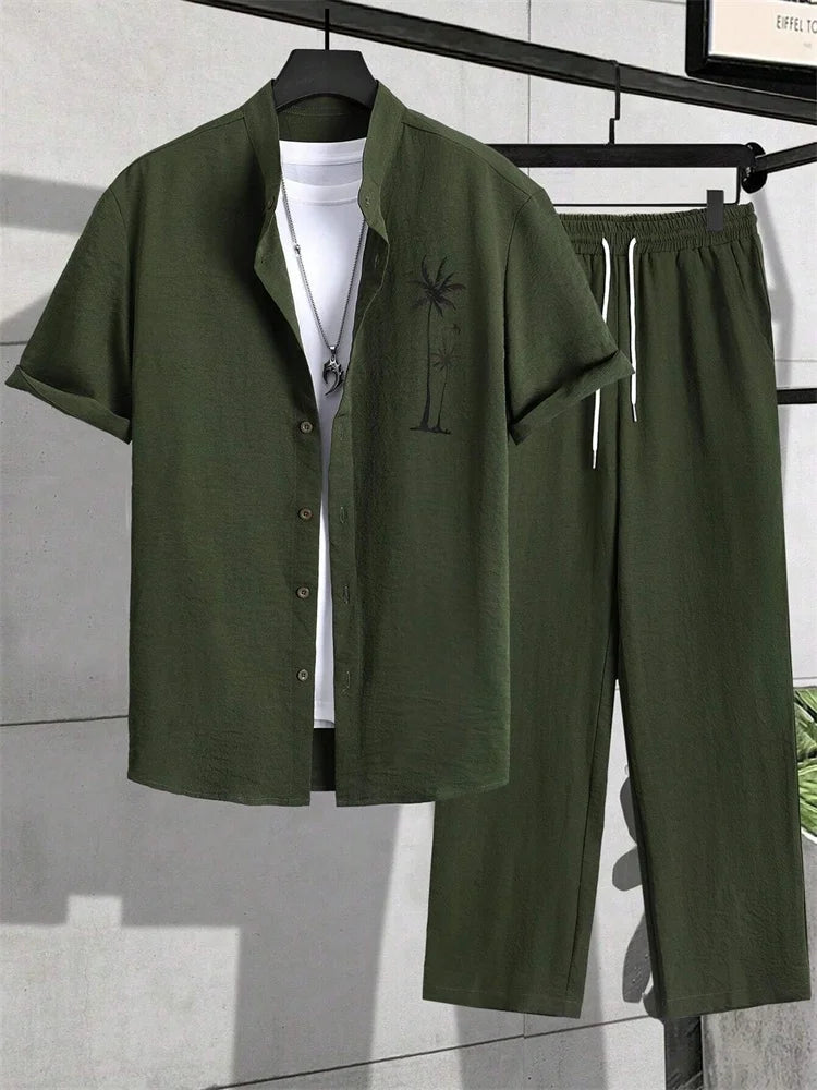 Ensemble 2 Pièces Homme Chemise + Pantalon Imprimé 3D Rayures Streetwear S-2XL – CLEVI Paris
