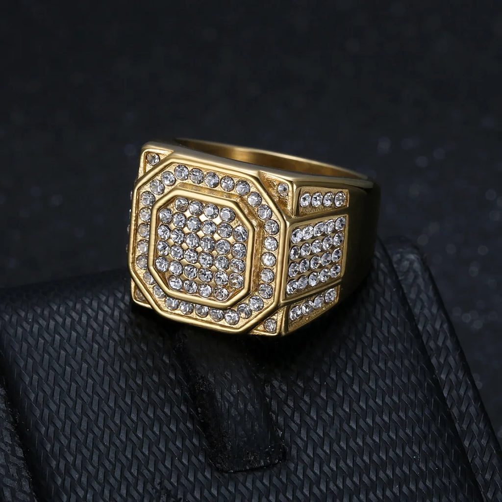 Bague Homme Carrée Zircone Acier Inoxydable 17 mm – CLEVI Paris