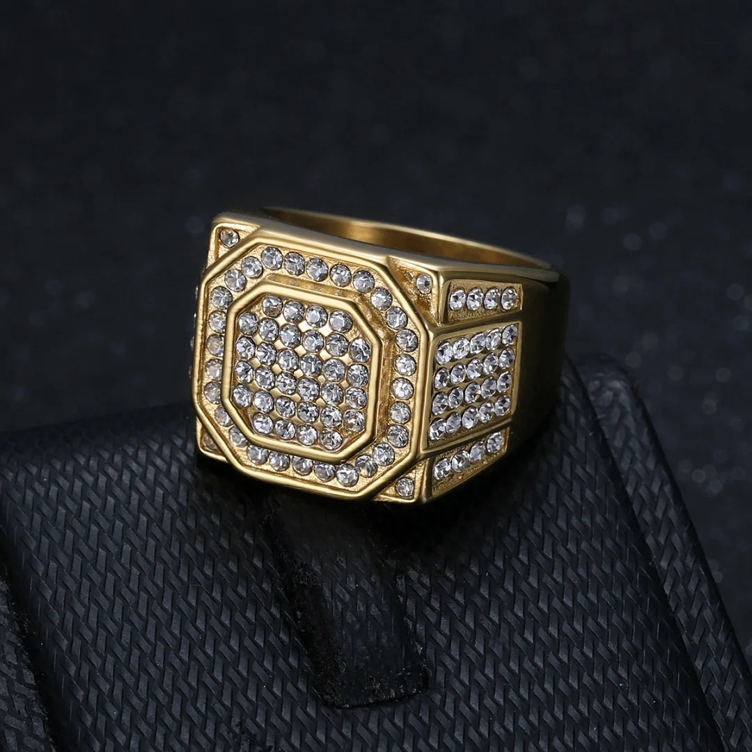 Bague Homme Carrée Zircone Acier Inoxydable 17 mm – CLEVI Paris