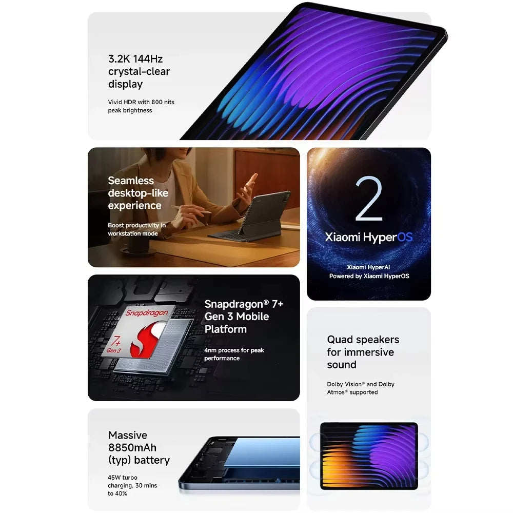 Tablette Xiaomi Pad 7 3,2K 144 Hz – CLEVI Paris