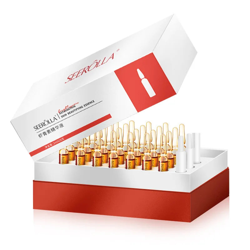 Set Ampoules Visage 28 pcs – Astaxanthine, Peptides, Rose, Niacinamide & Acide Hyaluronique – Anti-Rides & Éclaircissant – CLEVI Paris