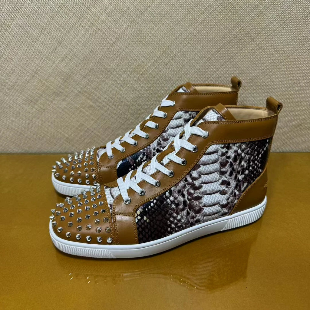 Sneakers Hautes Cuir Rivets Luxe Homme – CLEVI Paris