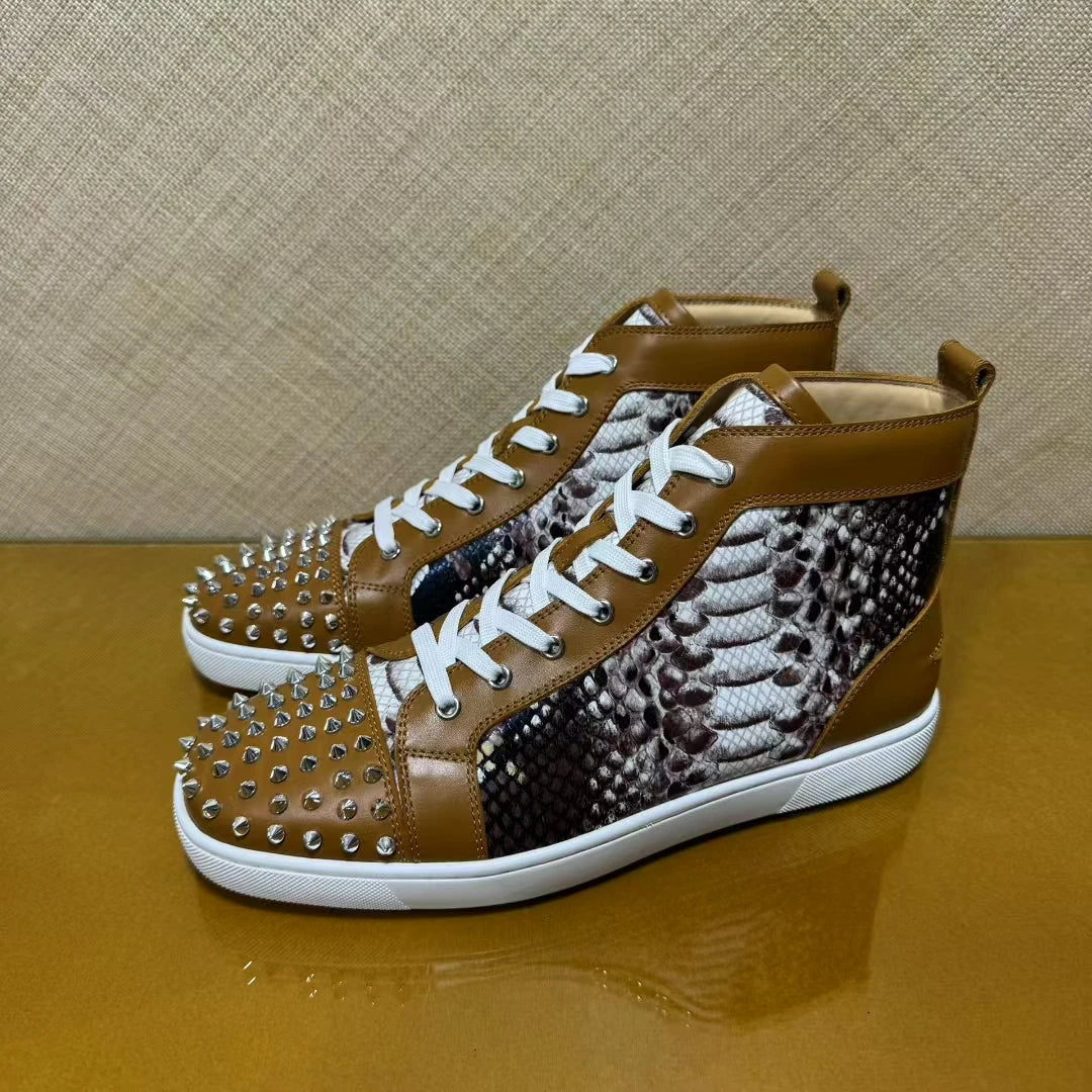 Sneakers Hautes Cuir Rivets Luxe Homme – CLEVI Paris