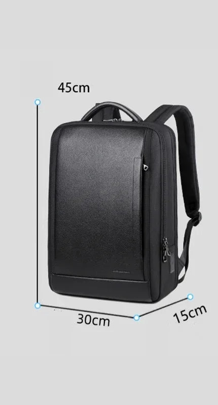Sac à Dos Homme Cuir Vache & Oxford 42x30cm 20-35L Coussin d’Air – CLEVI Paris