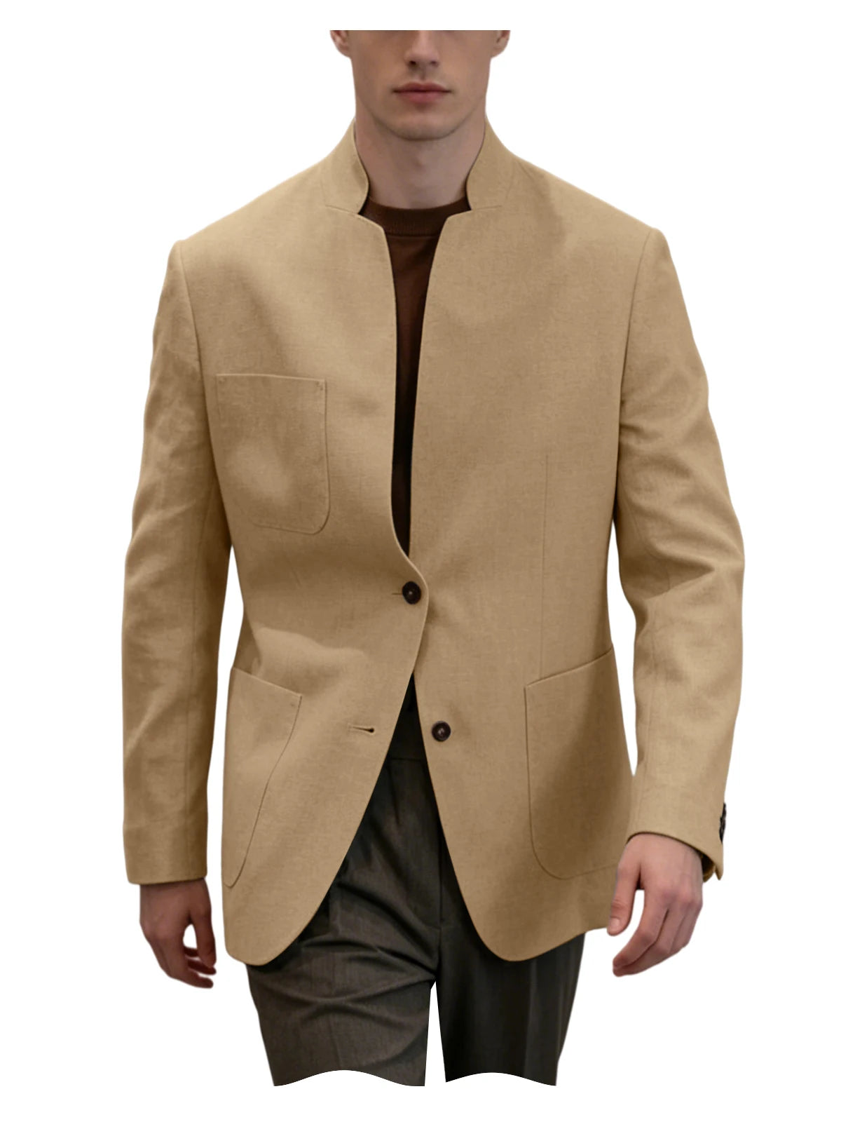 Blazer homme en lin – Col montant – CLEVI Paris