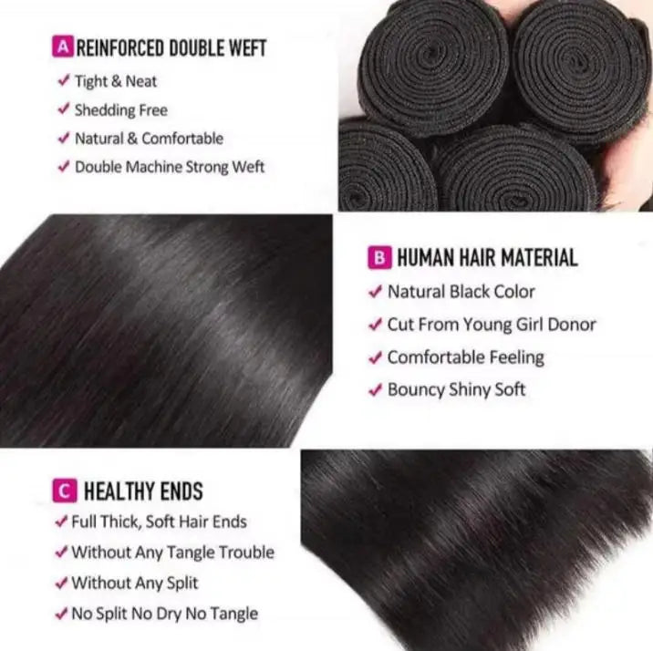 Tissage Brésilien Straight Remy Hair Lisse Double Weft – CLEVI Paris