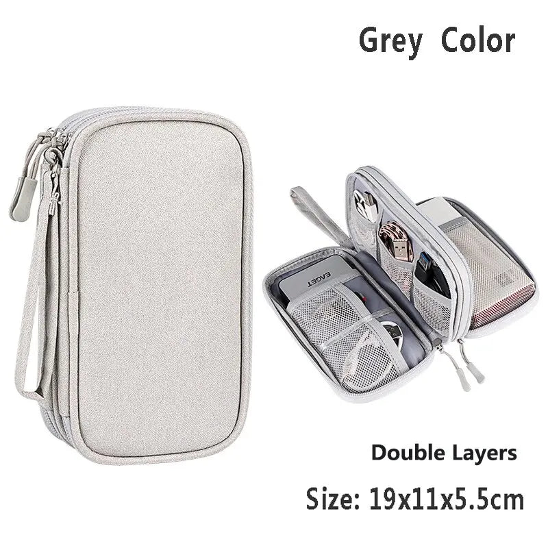 Pochette Organisateur Câbles Voyage Nylon Imperméable 1 ou 2 Couches – CLEVI Paris