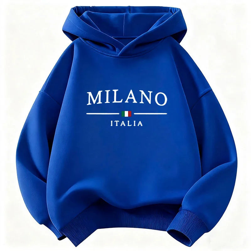 Sweat enfant à capuche imprimé Milano – CLEVI Paris