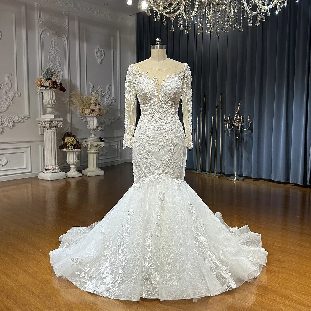 Robe de mariée sirène à traîne détachable – CLEVI Paris