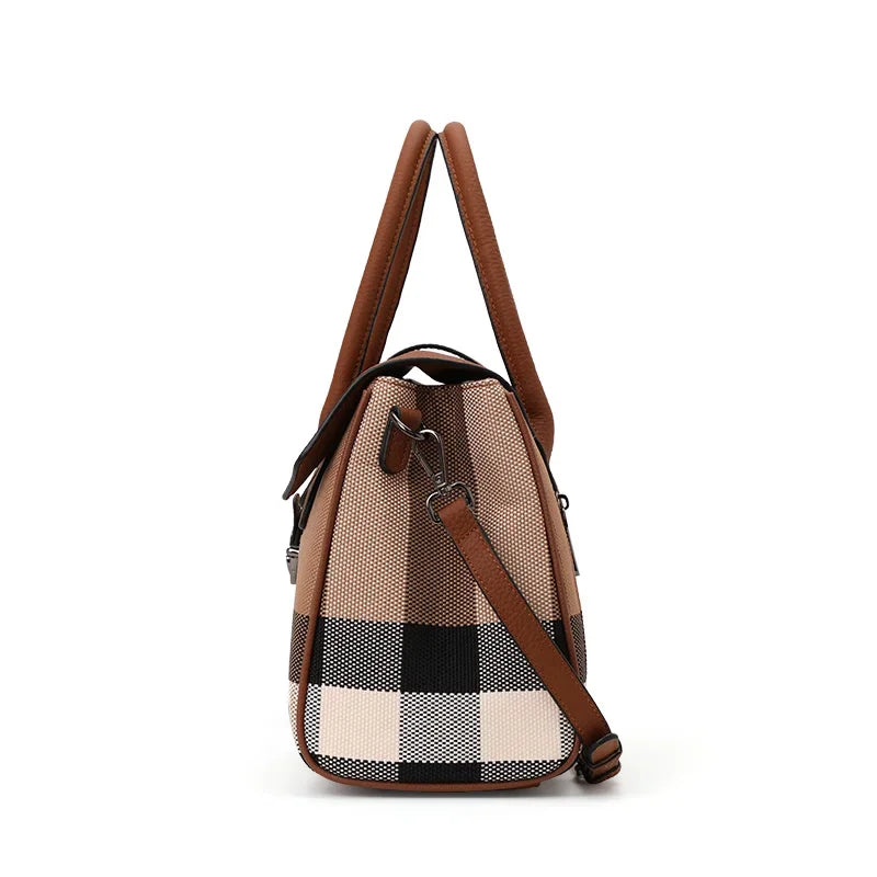Sac Bandoulière Toile Carreaux Multicolore Cuir Femme – CLEVI Paris