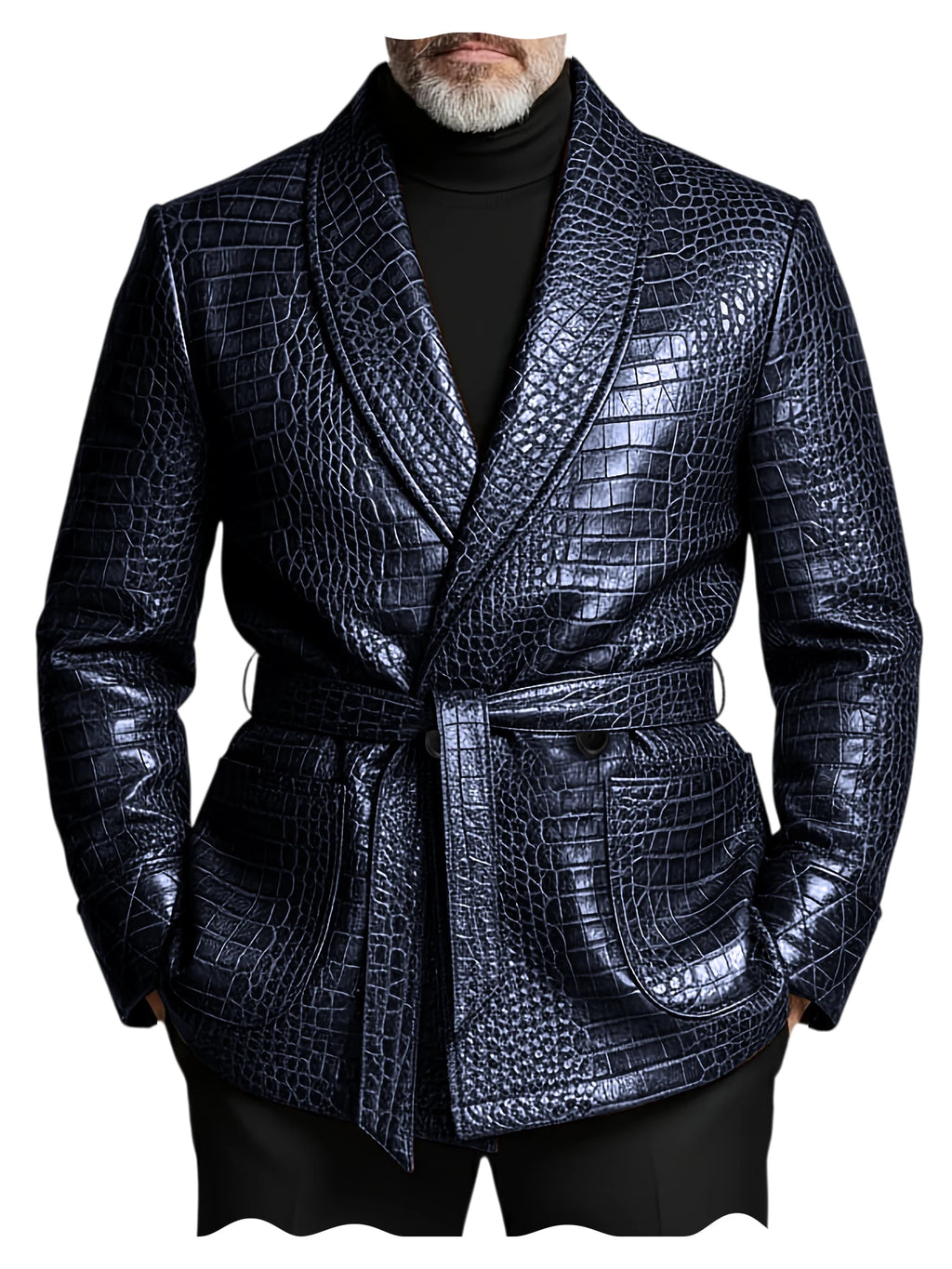 Blazer homme ceinturé à motif crocodile – CLEVI Paris
