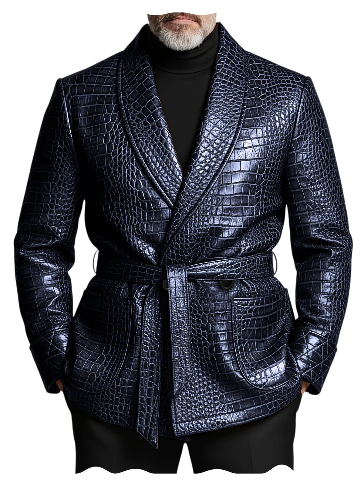 Blazer homme ceinturé à motif crocodile – CLEVI Paris