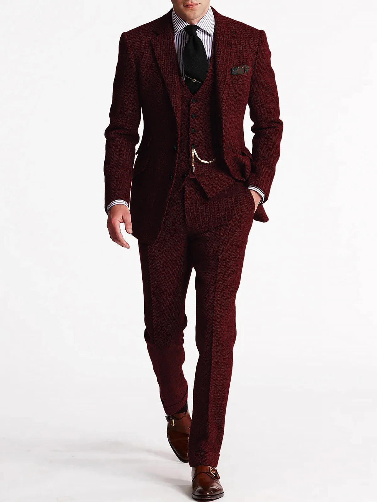 Costume homme en tweed 3 pièces – CLEVI Paris