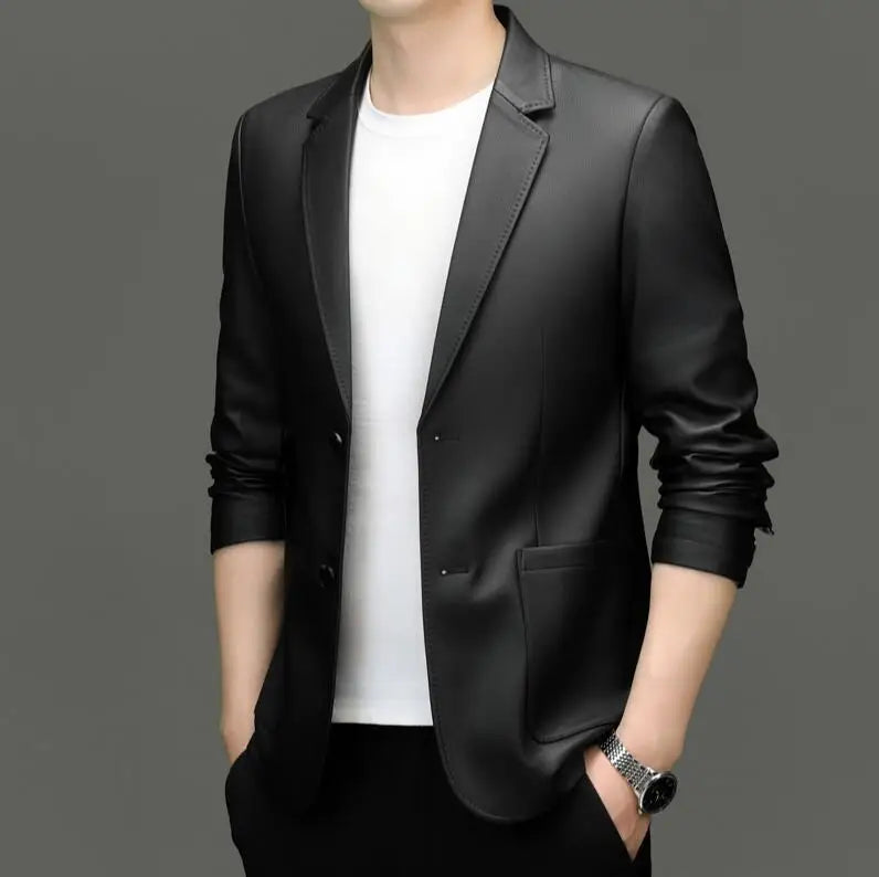 Veste homme en cuir de mouton à boutons – CLEVI Paris