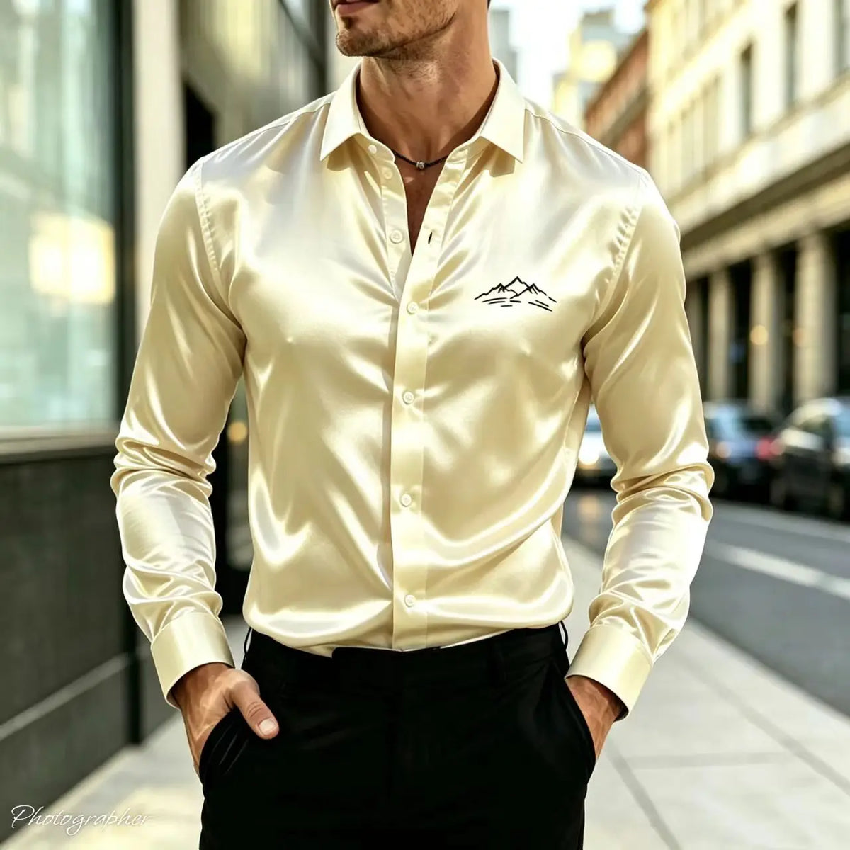 Chemise homme imprimé montagne noire – CLEVI Paris