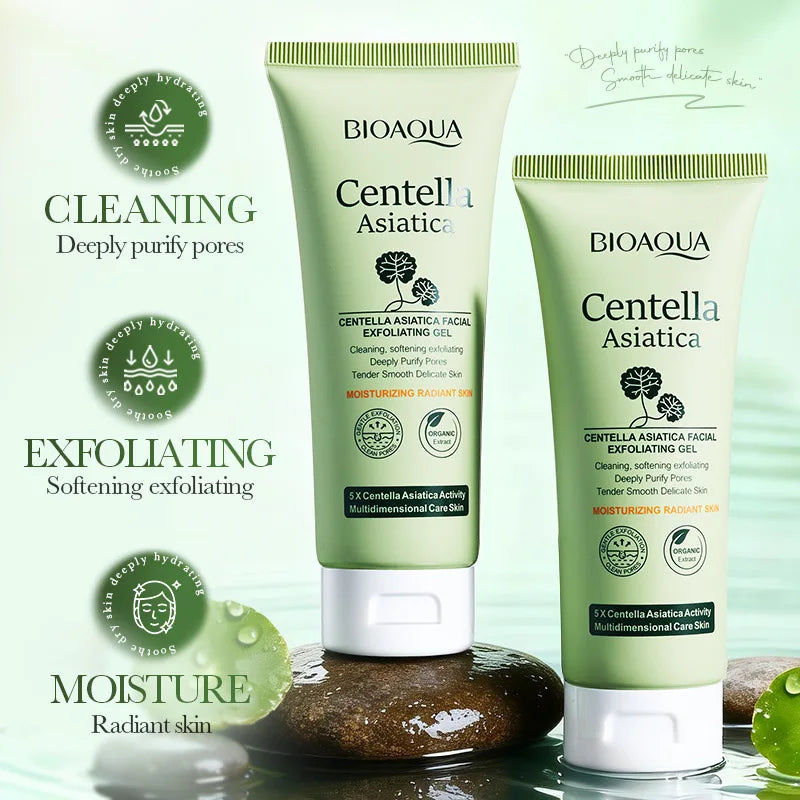 Gel Exfoliant Visage Centella Asiatica BIOAQUA – Anti-Âge, Hydratant & Peaux Nettes – CLEVI Paris